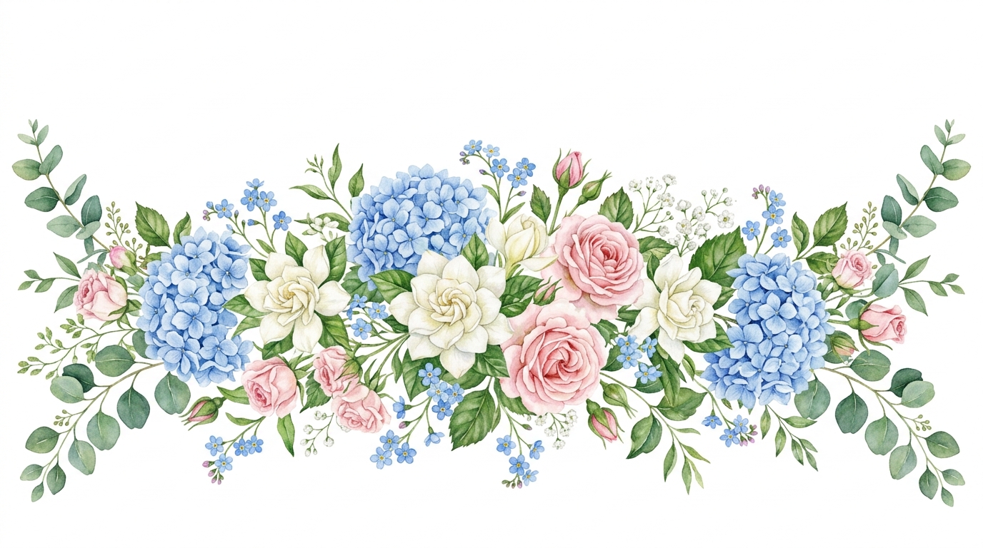 Blue floral bottom border